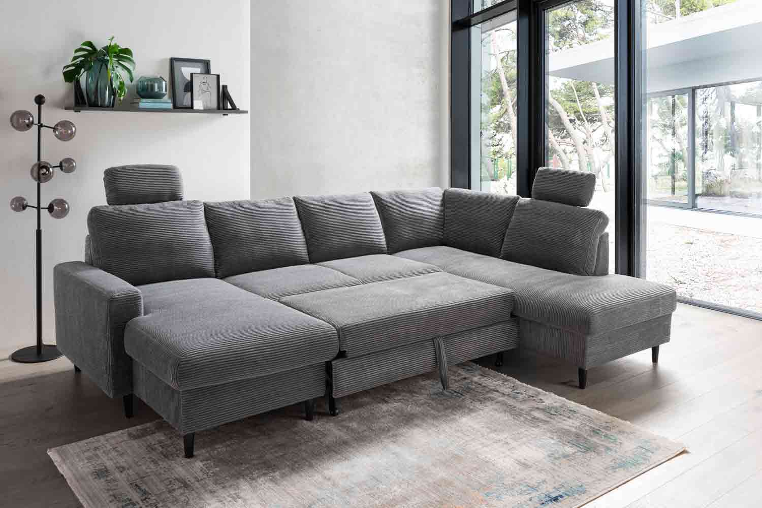 Wohnlandschaft U-Form in Trendstoff Cord Wohnlandschaft U-Form in Trendstoff Cord