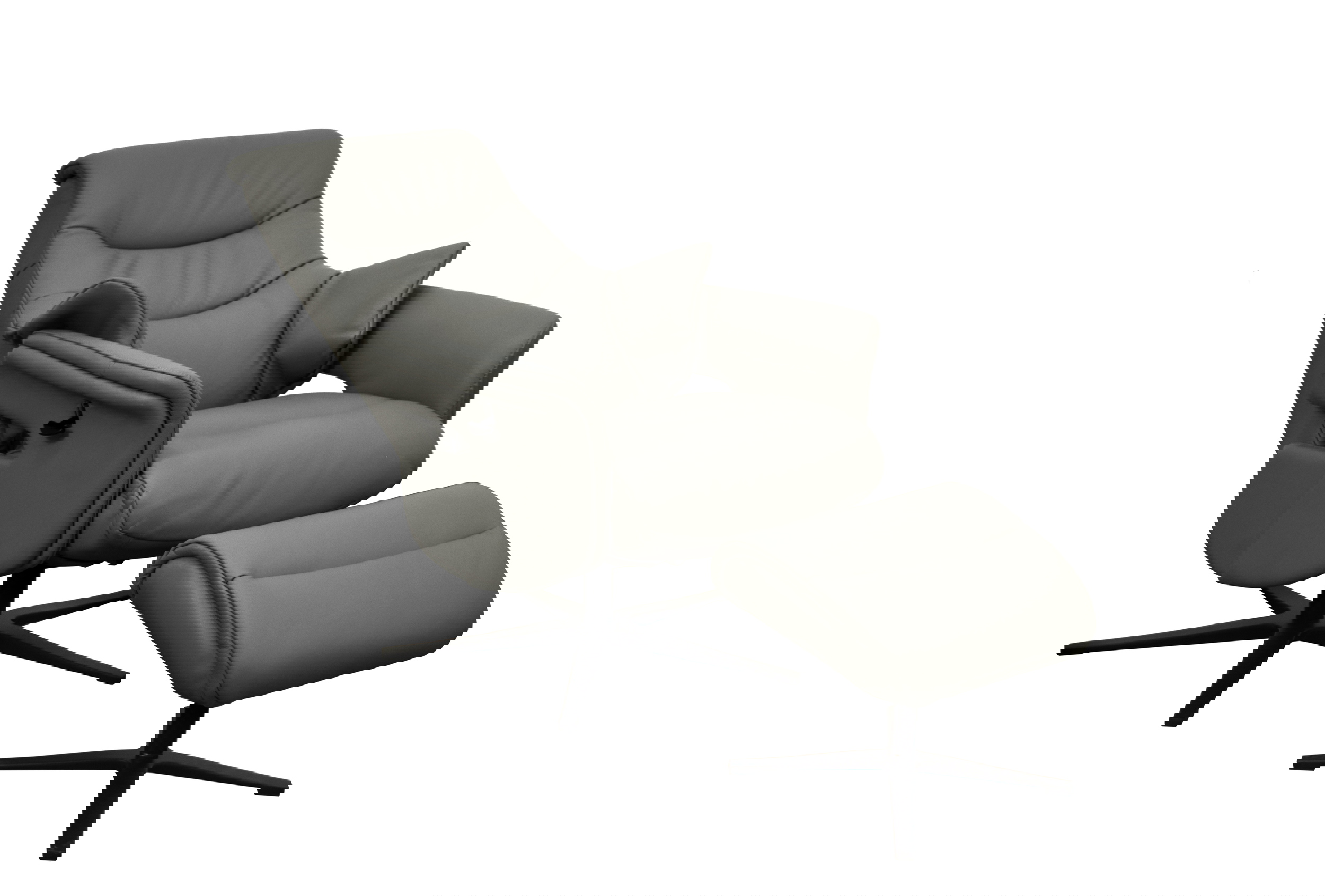 Relaxsessel Agent Grey mit manueller Funktion und Sitzhöhenverstellung in Leder-Lederlook