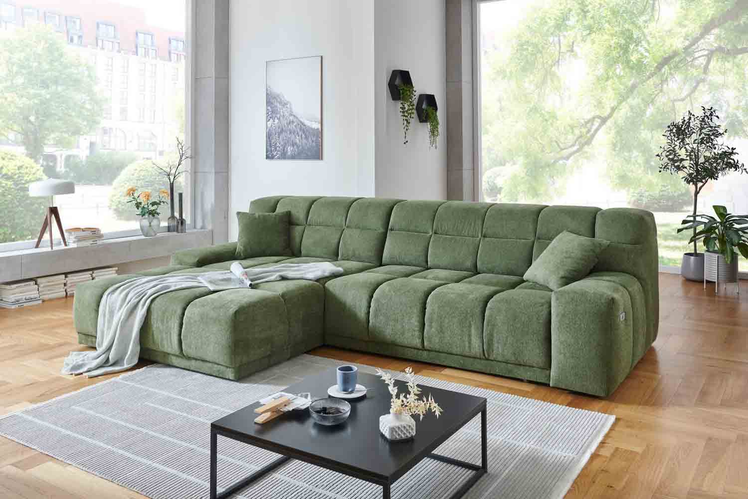 Ecksofa inkl. motorischen XXL- Sitzvorzug in Stoff Ecksofa inkl. motorischen XXL- Sitzvorzug in Stoff