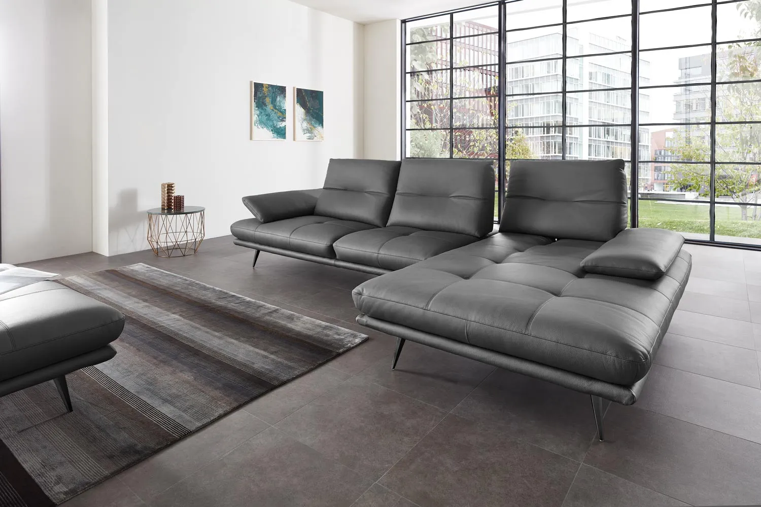 Echt Leder Ecksofa Roma inkl. Sitztiefenverstellung