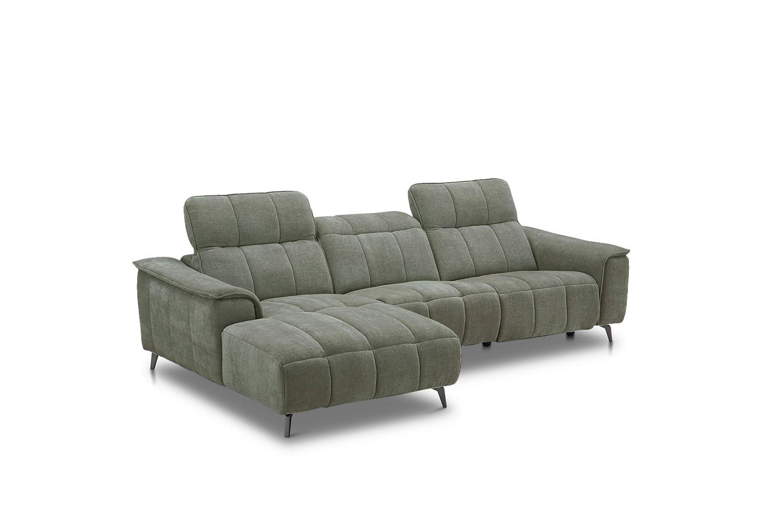 Stoff Ecksofa mit manueller Kopfteilverstellung und Funktion