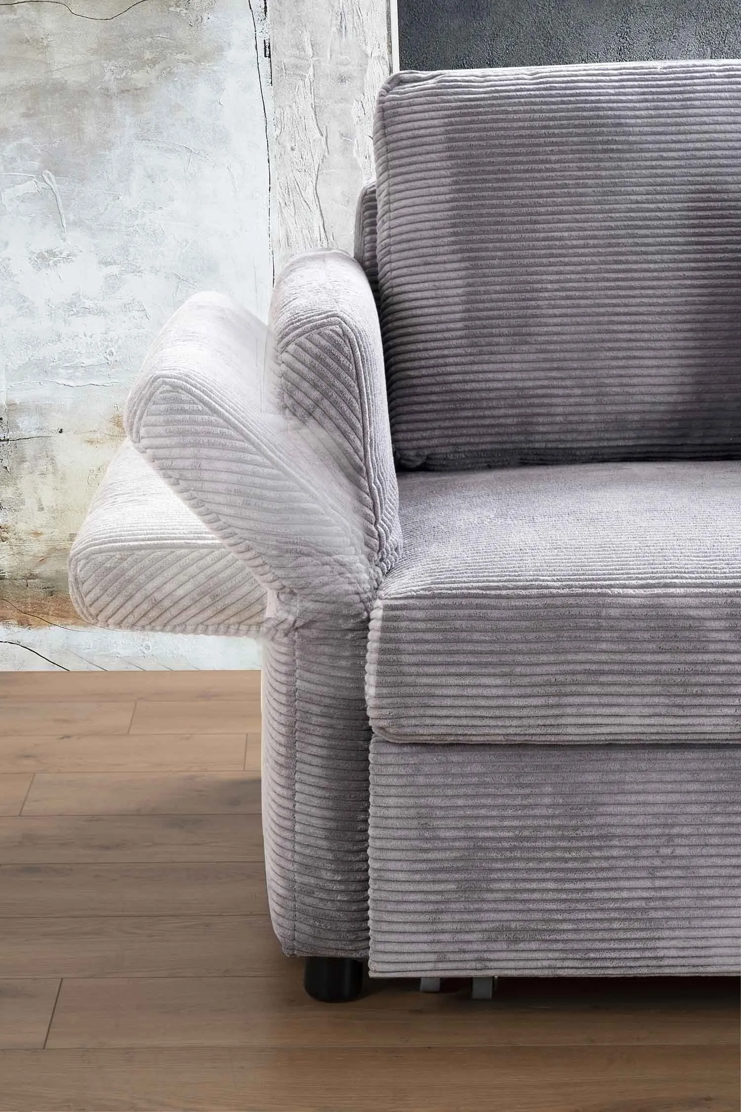 Schlafsofa in Cord Hellgrau 