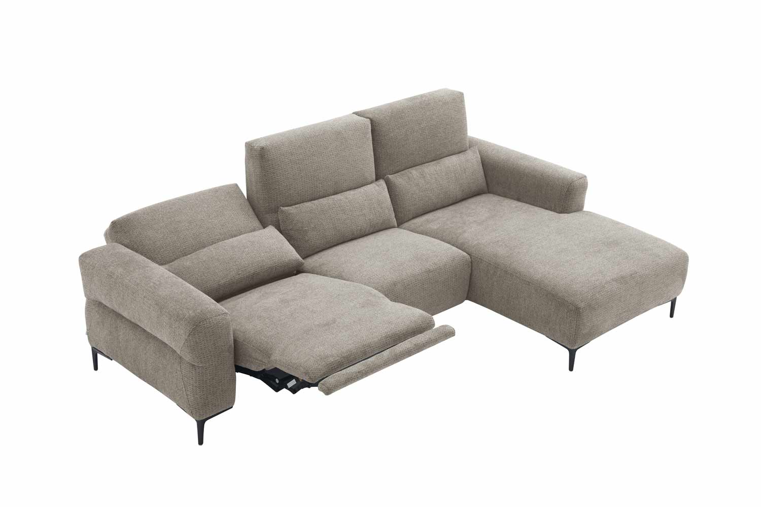 Ecksofa inkl. motorischer Funktion im trendigen Retro Stoff Ecksofa inkl. motorischer Funktion im trendigen Retro Stoff