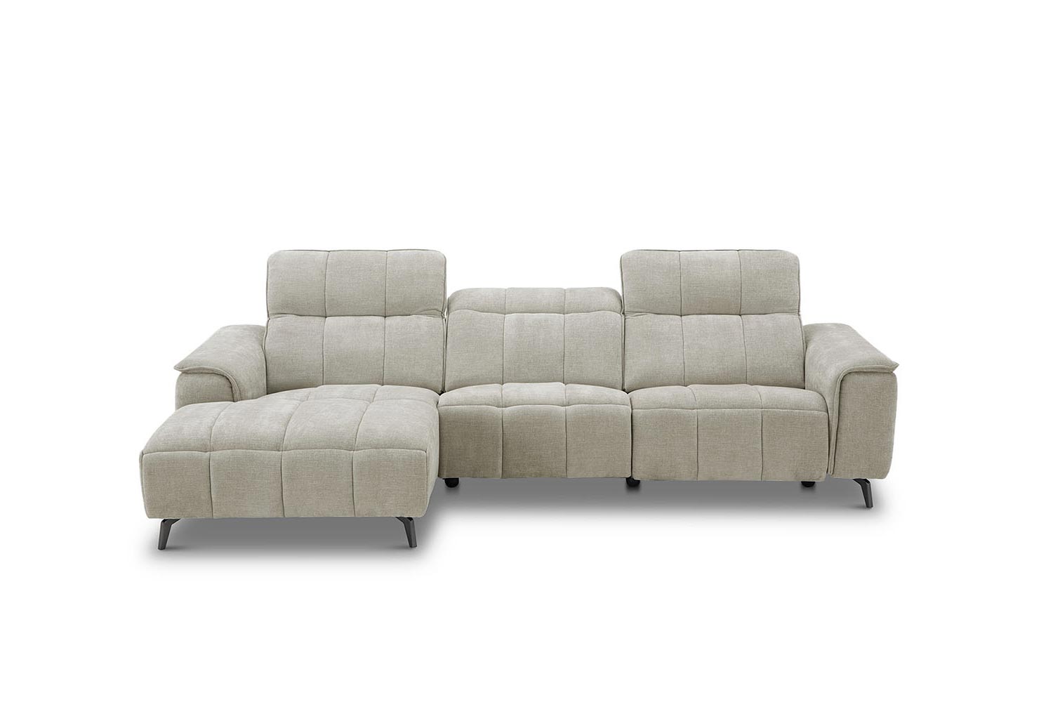 Stoff Ecksofa mit manueller Kopfteilverstellung und Funktion