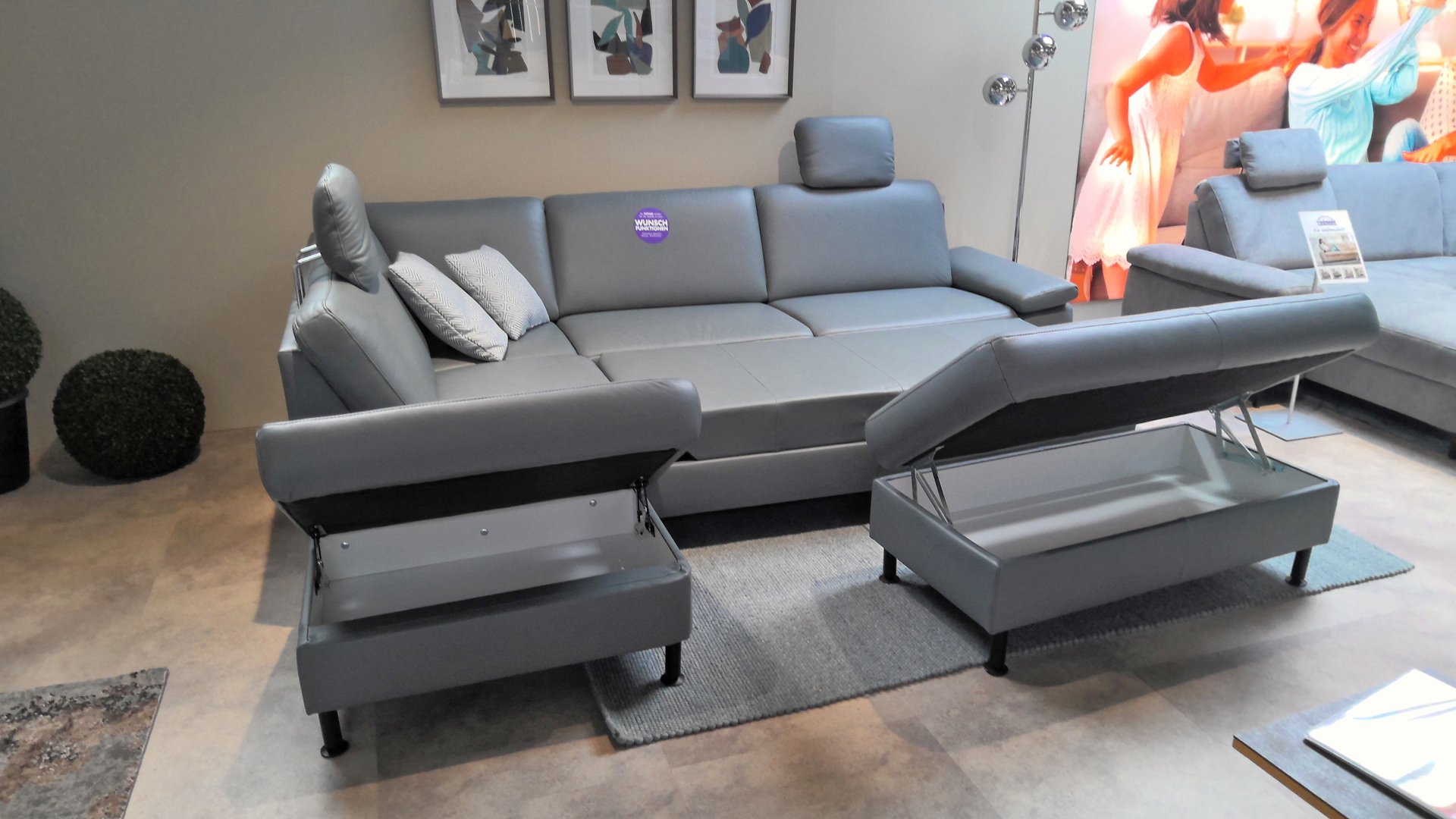 Modulmaster Ecksofa inkl. vielen Funktionen mit Hocker in Leder -0775015506-44WW-A