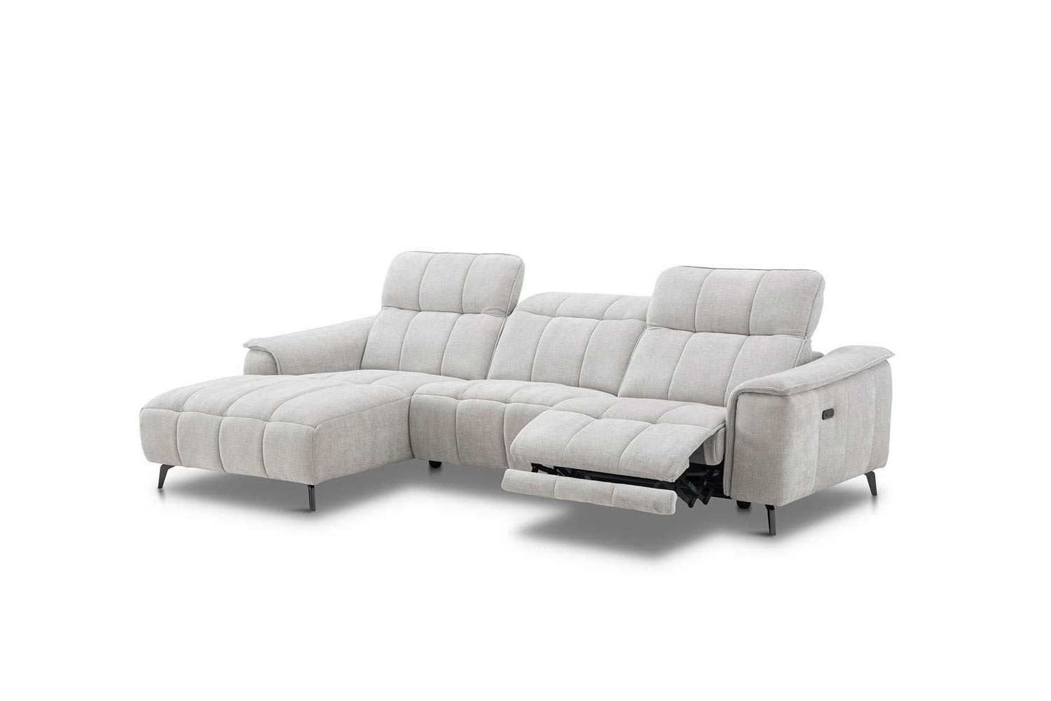 Stoff Ecksofa mit manueller Kopfteilverstellung und Funktion