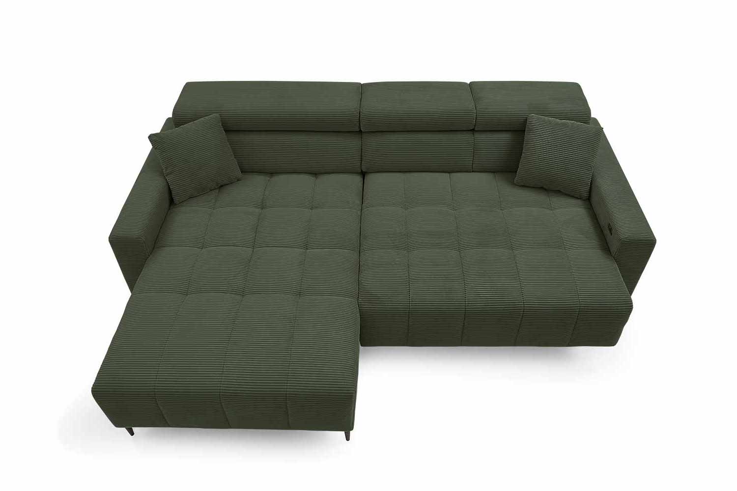 Ecksofa inkl. motorischem Sitzvorzug in Trendstoff Cord