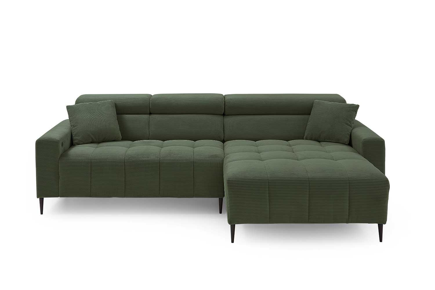 Ecksofa inkl. motorischem Sitzvorzug in Trendstoff Cord