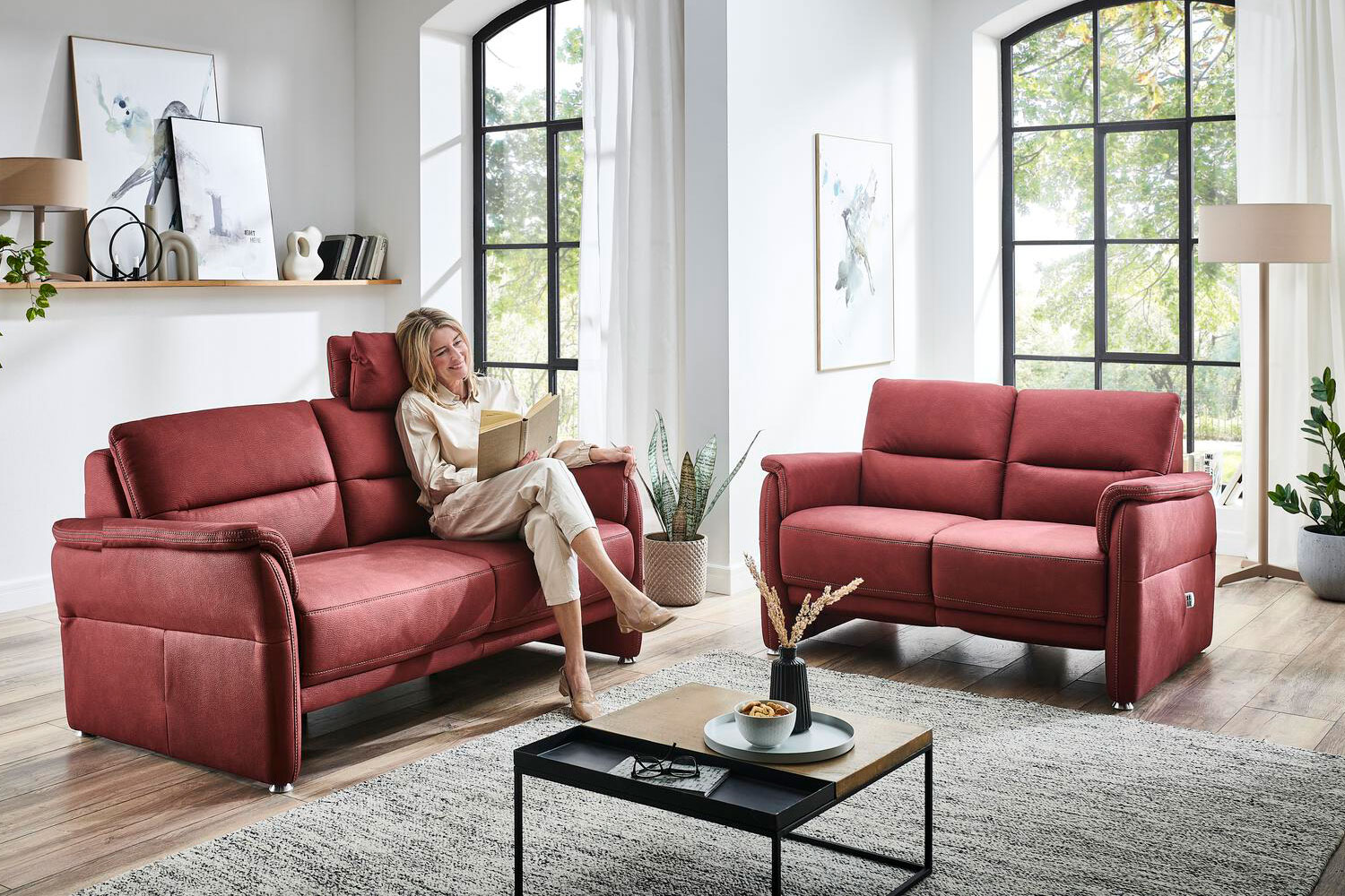 Stoff Mikrofaser Couchgarnitur mit Federkern