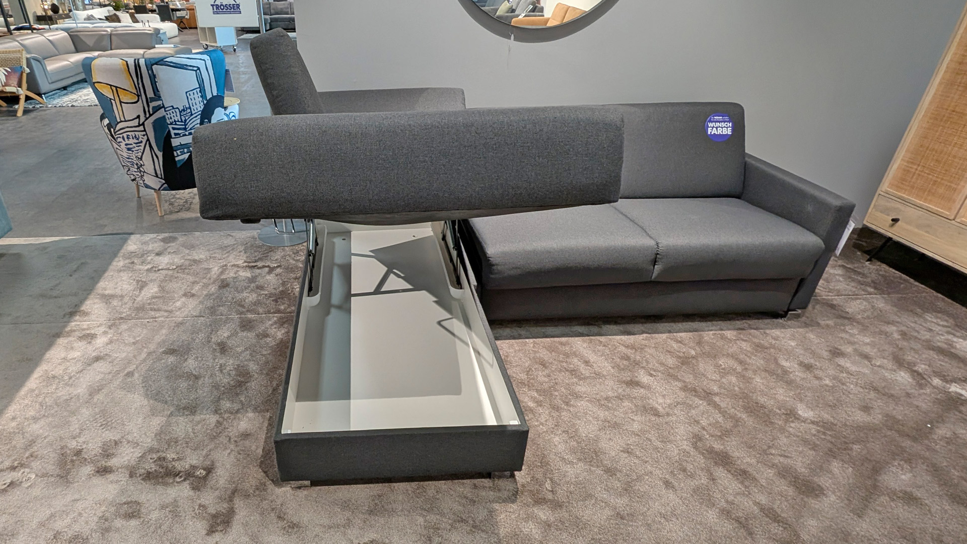 Bali Stoff Ecksofa inkl. Schlaffunktion mit Matratze und Bettkasten