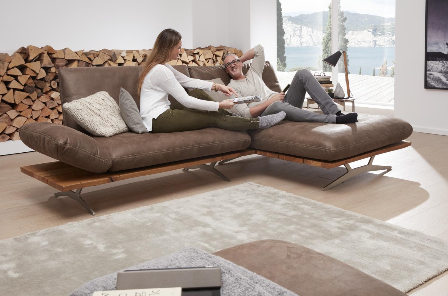 Koinor Ecksofa mit Funktion in Stoff