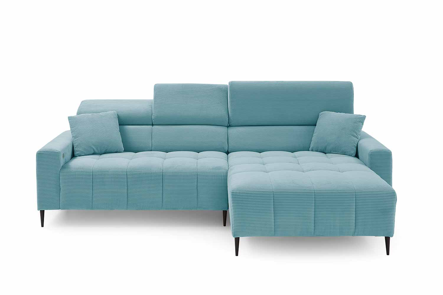 Ecksofa inkl. motorischem Sitzvorzug in Trendstoff Cord