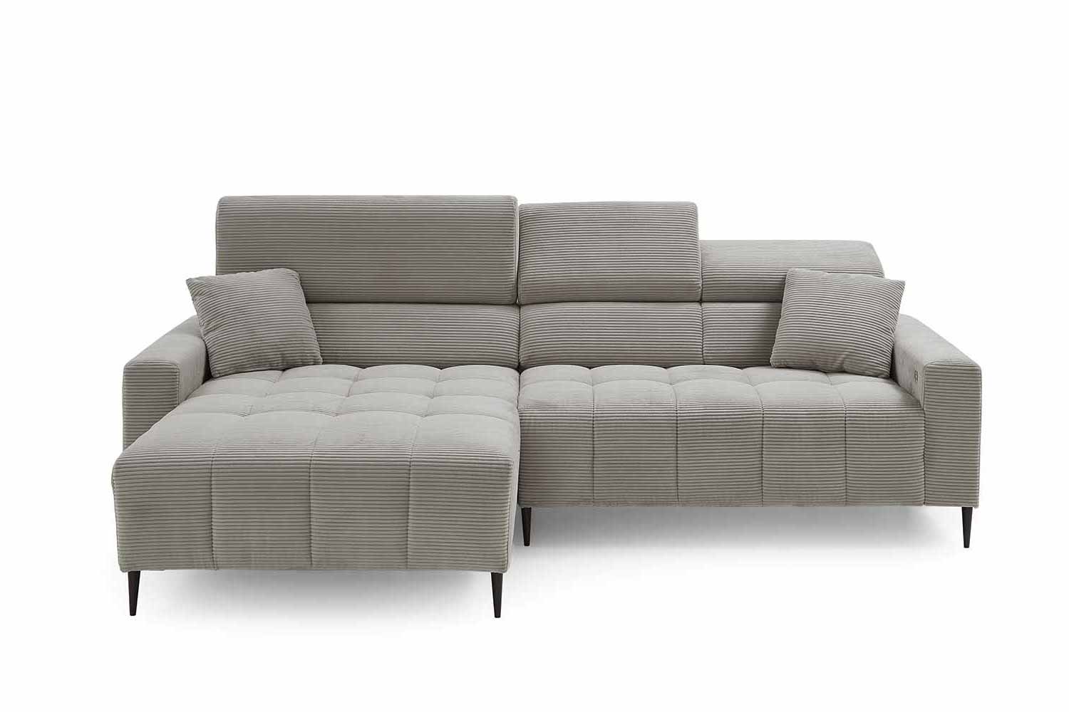 Ecksofa inkl. motorischem Sitzvorzug in Trendstoff Cord