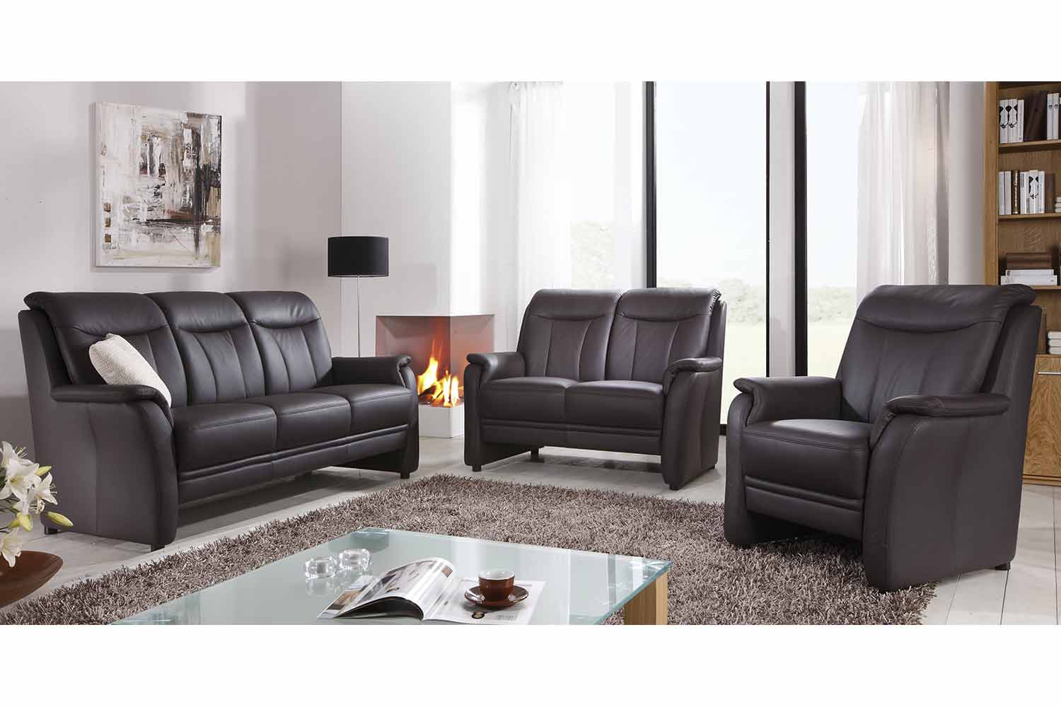 Couchgarnitur Fleur in Leder