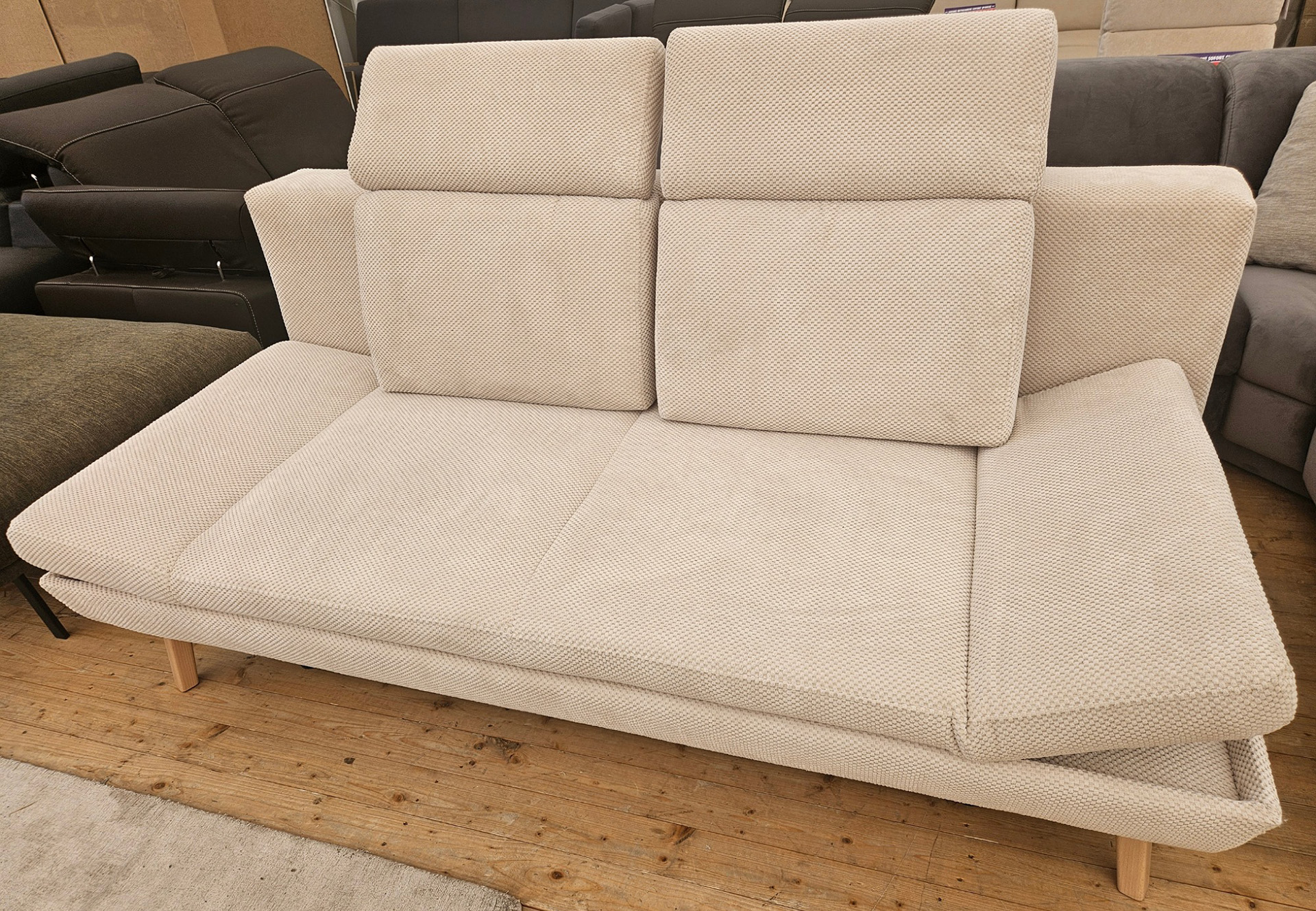 Schlafsofa mit Stauraum und Kopfteilverstellung in Stoff - 0784030008-34WW-A