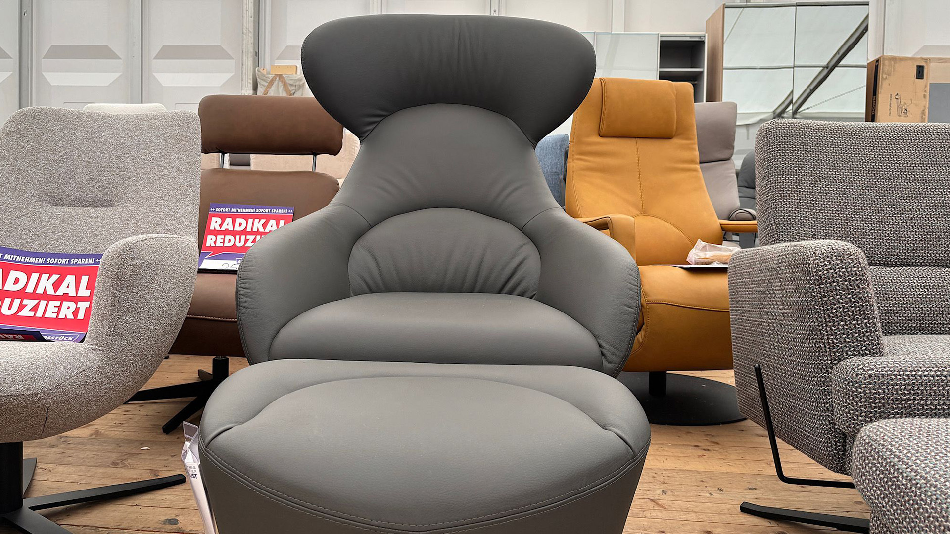 Musterring Match It Sessel mit Hocker in Leder-017408100-34WW-A