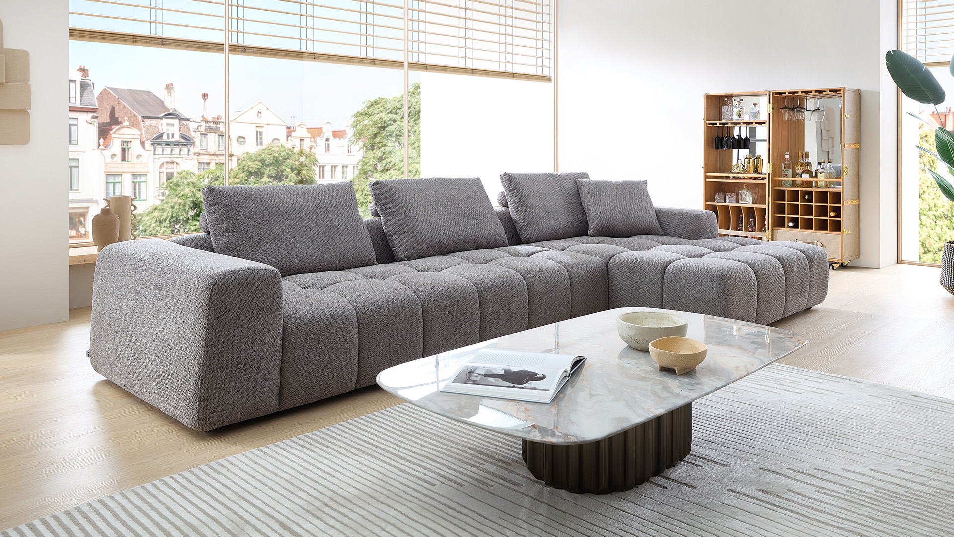 Ecksofa Heartbreaker mit losen Rückenkissen in Stoff Ecksofa Heartbreaker mit losen Rückenkissen in Stoff