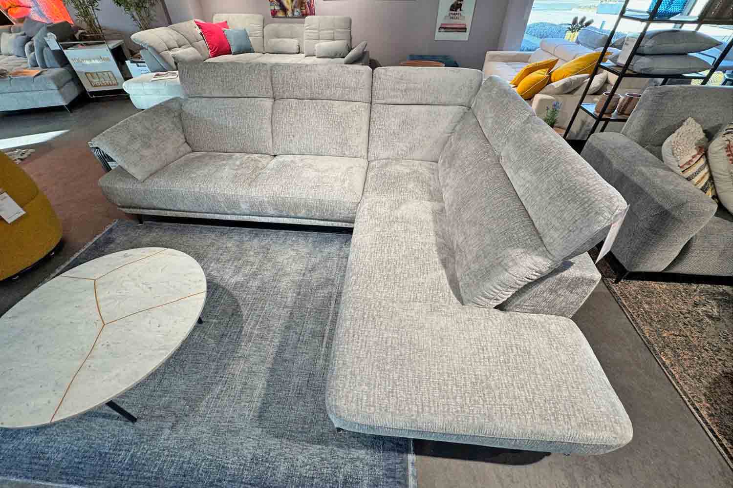 Cuoio Ecksofa Opus mit Arm-und Kopfteilverstellung in Stoff