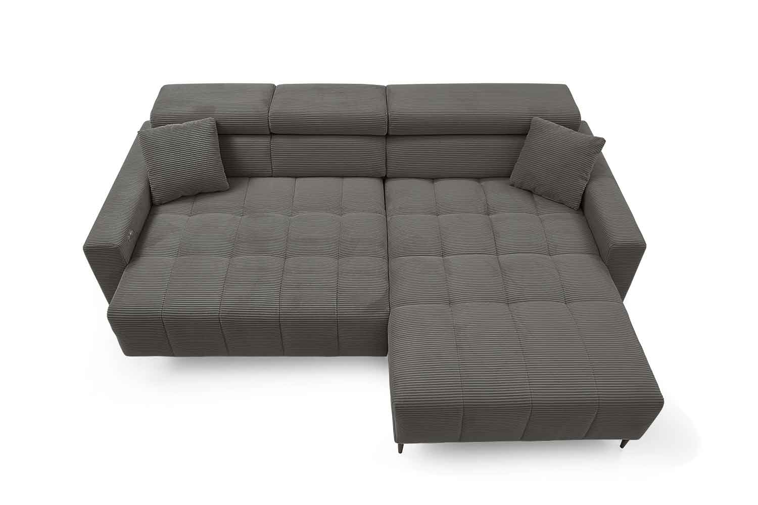Ecksofa inkl. motorischem Sitzvorzug in Trendstoff Cord