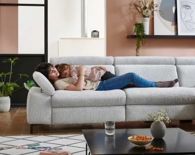 Ecksofa in Stoff L-Form mit Federkern