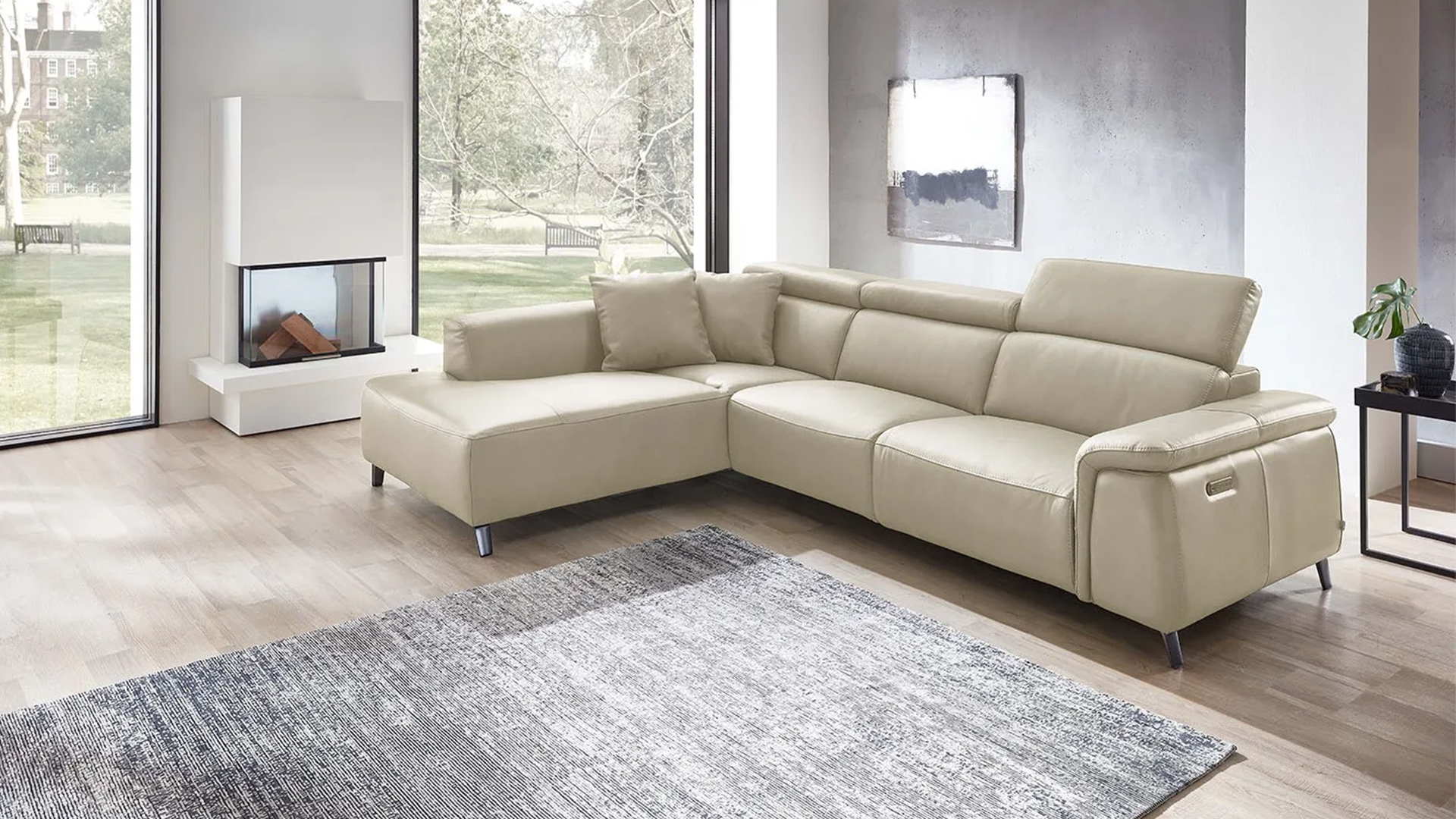 Ecksofa Firenze mit motorischer Relaxfunktion in Leder -05970318W3