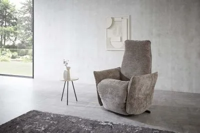 Relaxsessel elektrisch in Stoff Taupe Größe: M