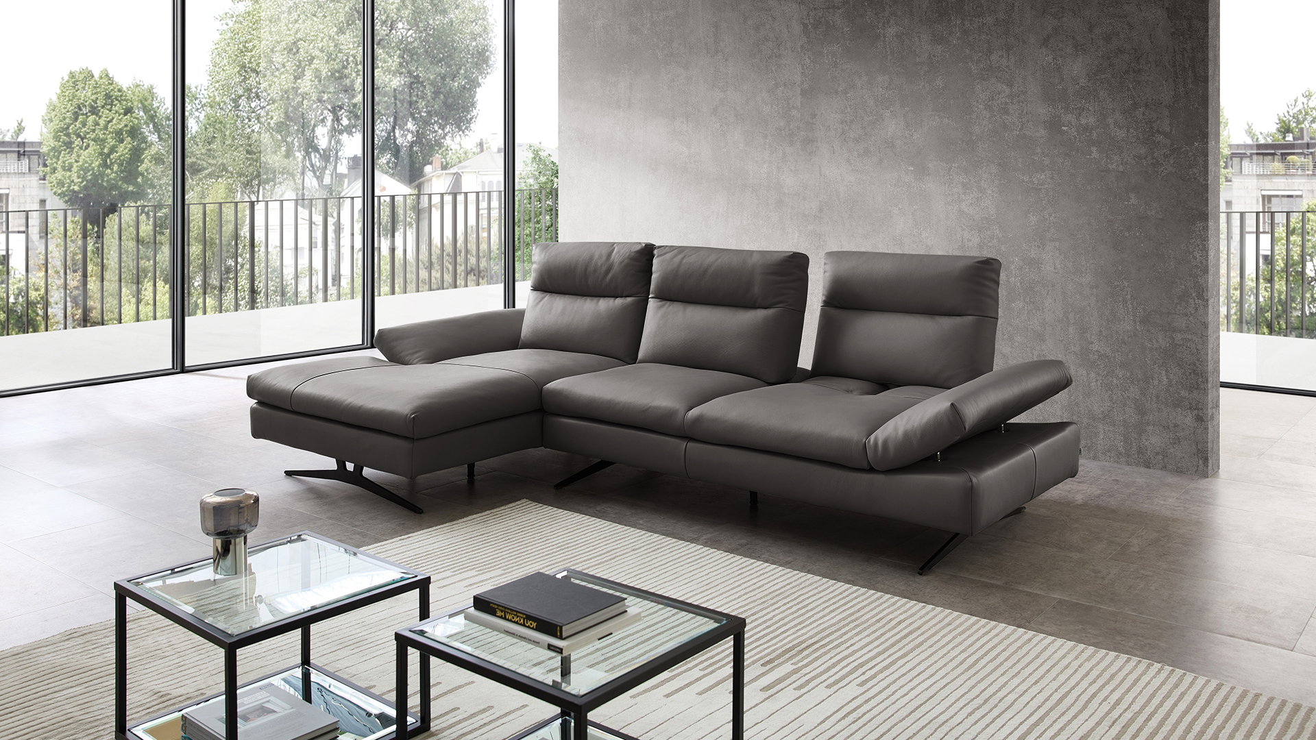 Cuoio Ecksofa Letizia mit manueller Sitztiefenverstellung in Leder Cuoio Ecksofa Letizia mit manueller Sitztiefenverstellung in Leder-05971024WW