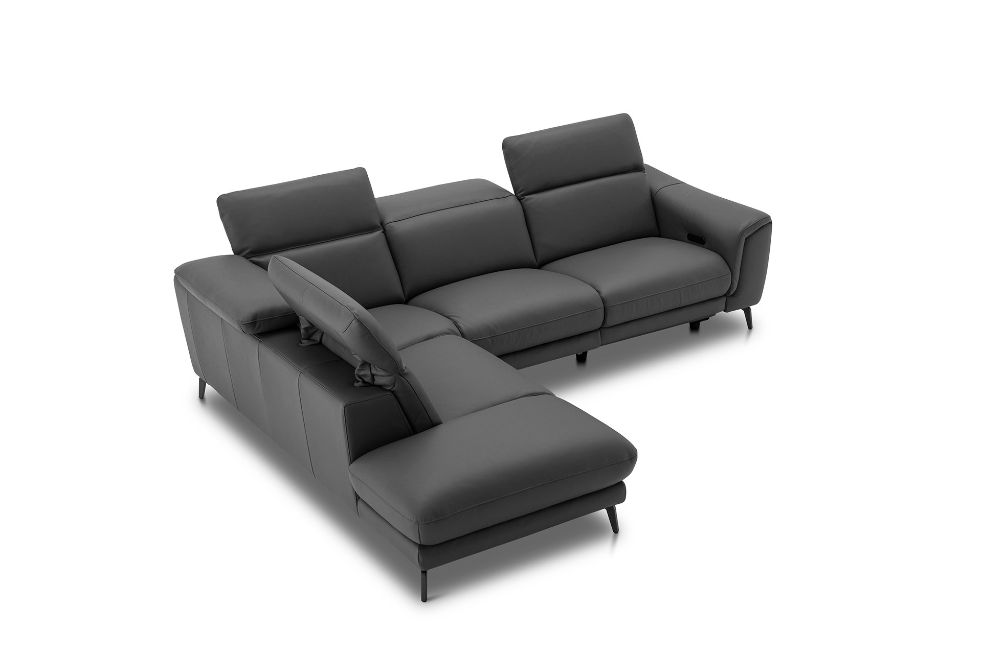 Leder Ecksofa inkl. manueller Kopfteilverstellung