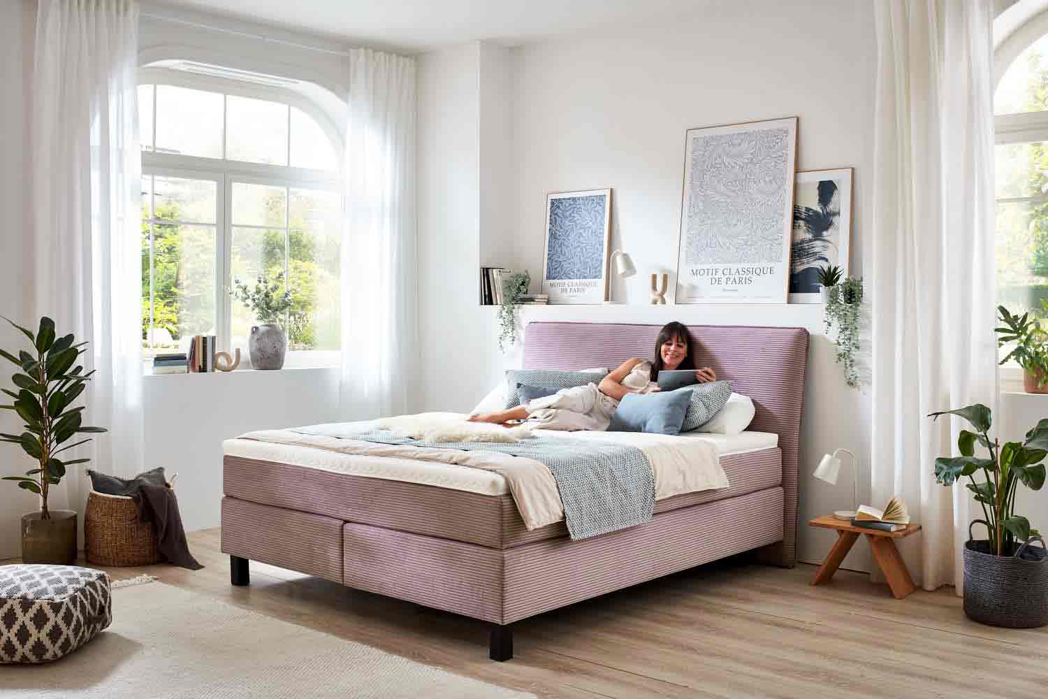 Cord Boxspringbett Home 4000 inkl. Wendematratze