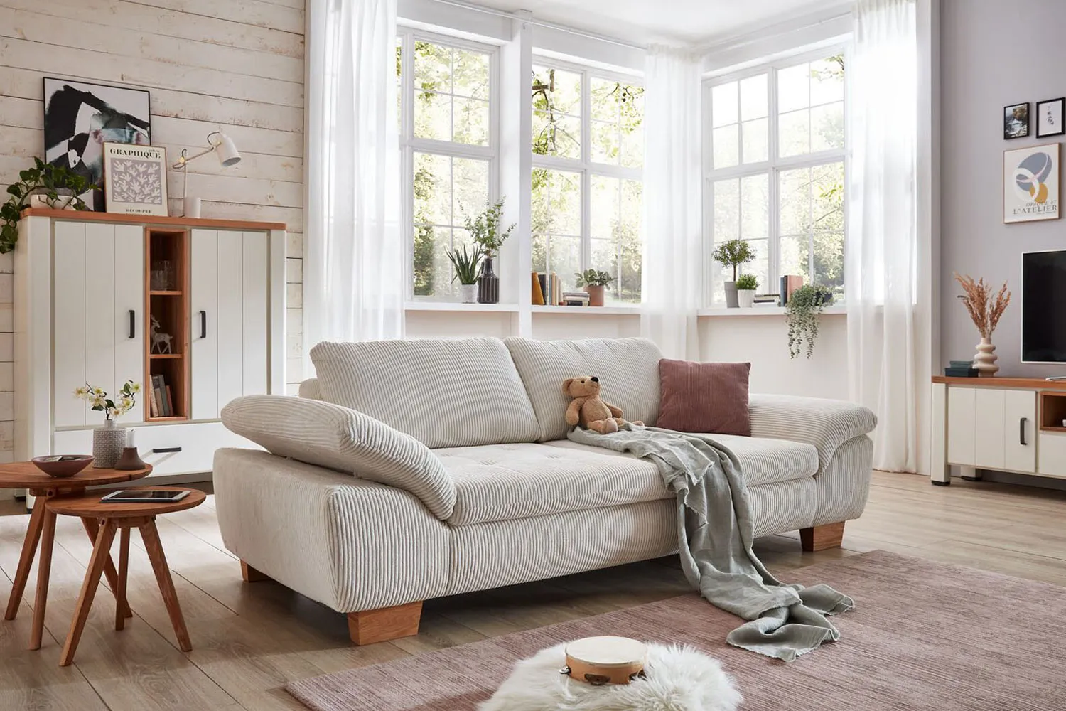 Sofa 2,5-Sitzer in Trendstoff Cord