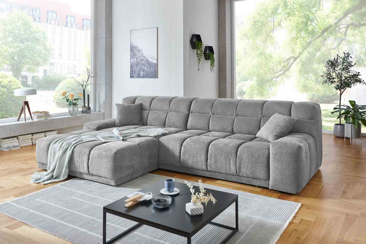 Ecksofa inkl. motorischen XXL- Sitzvorzug in Stoff Ecksofa inkl. motorischen XXL- Sitzvorzug in Stoff
