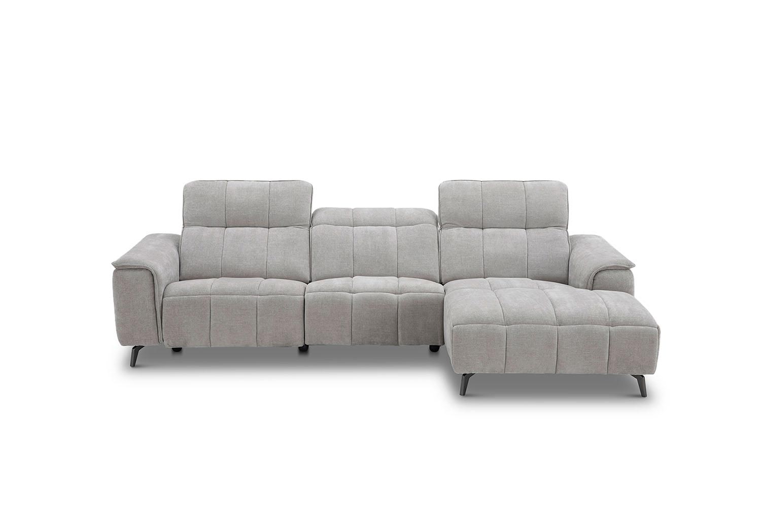Stoff Ecksofa mit manueller Kopfteilverstellung und Funktion
