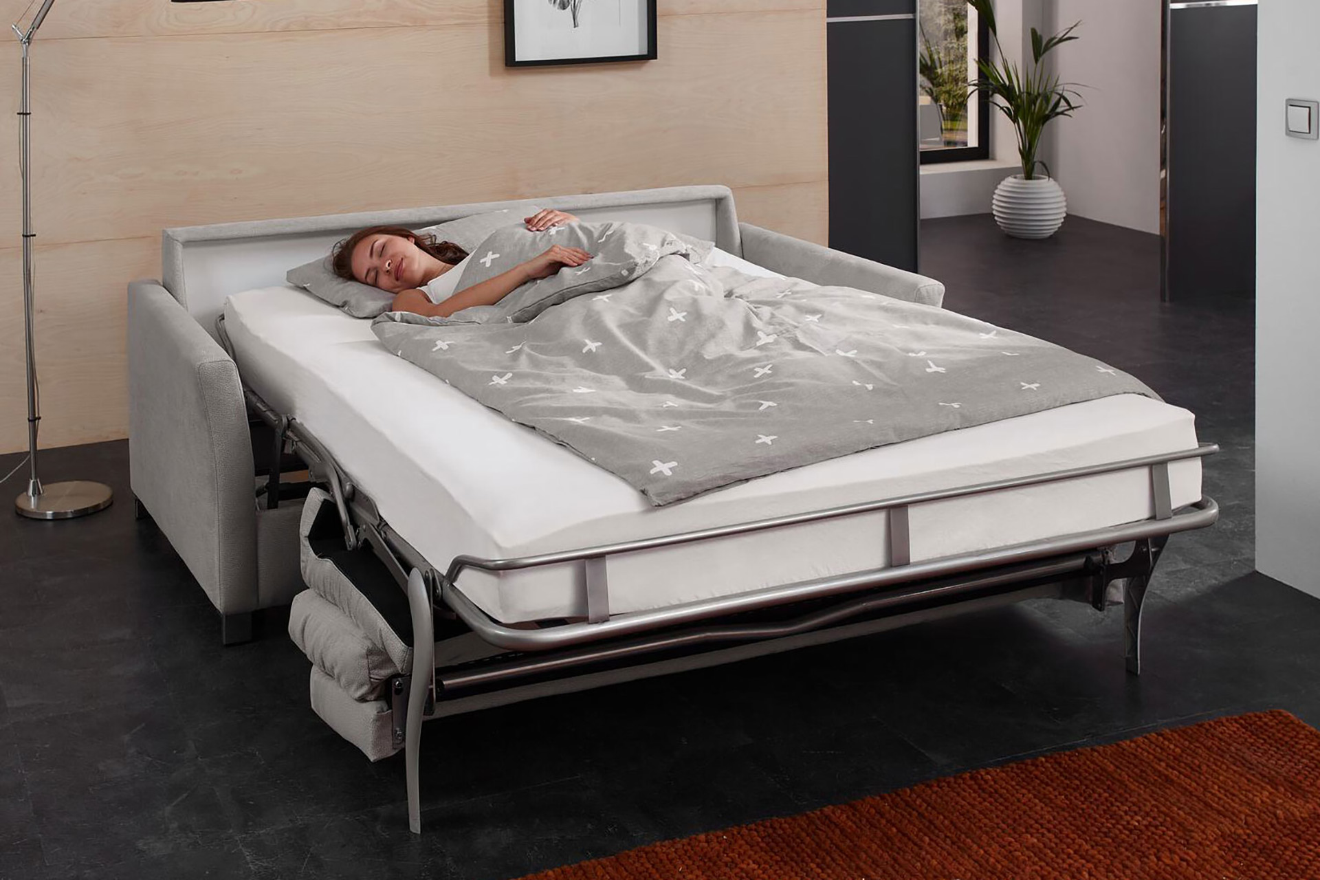 Bali Stoff Schlafsofa mit Matratze