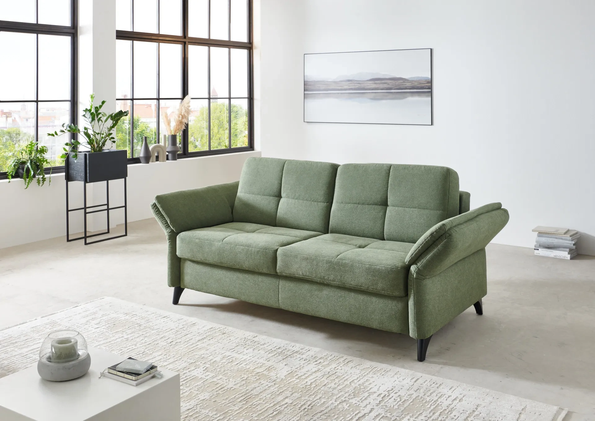 Schlafsofa in Stoff mit Vollschaummatratze Grün 