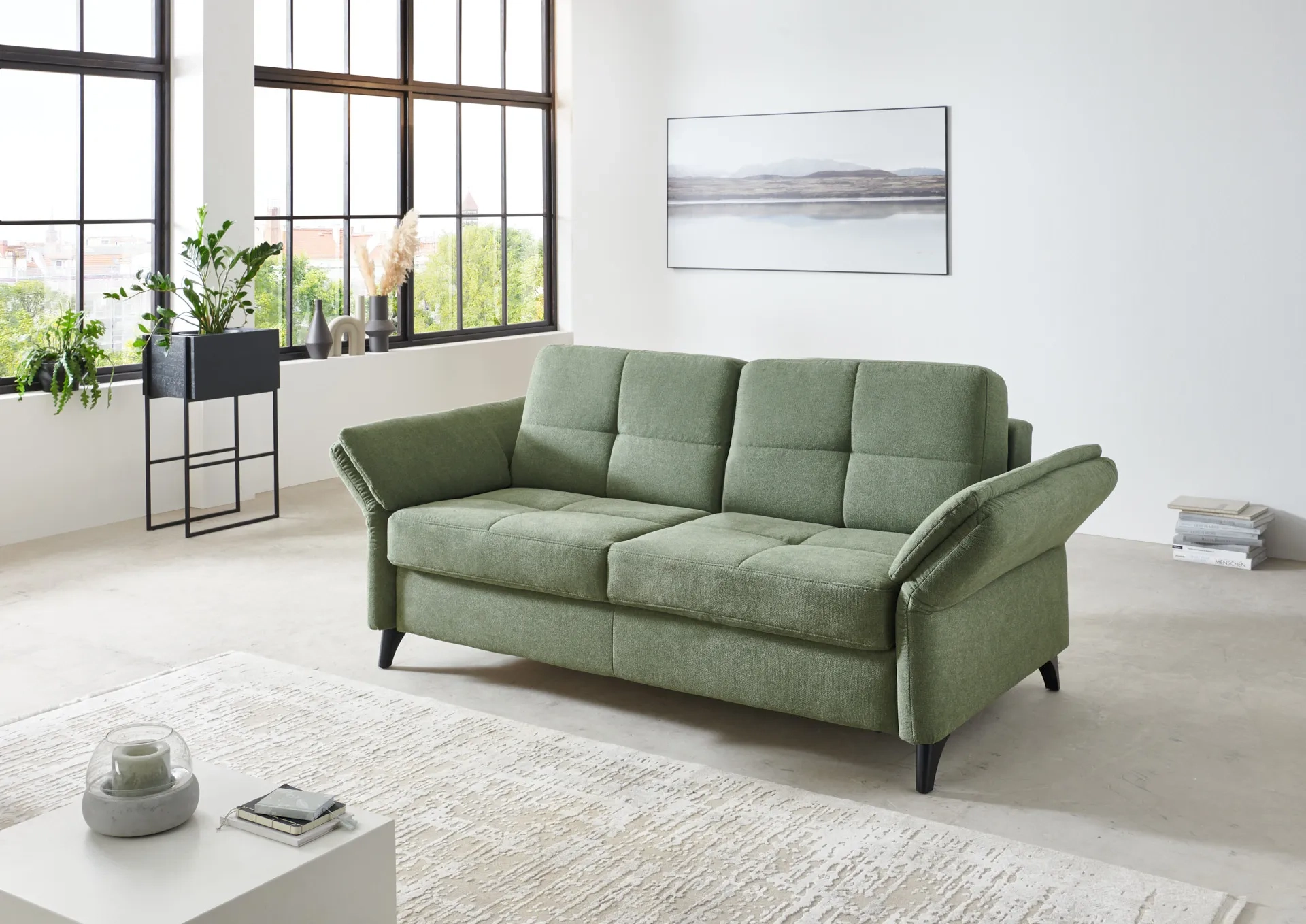 Schlafsofa in Stoff mit Vollschaummatratze Grün 