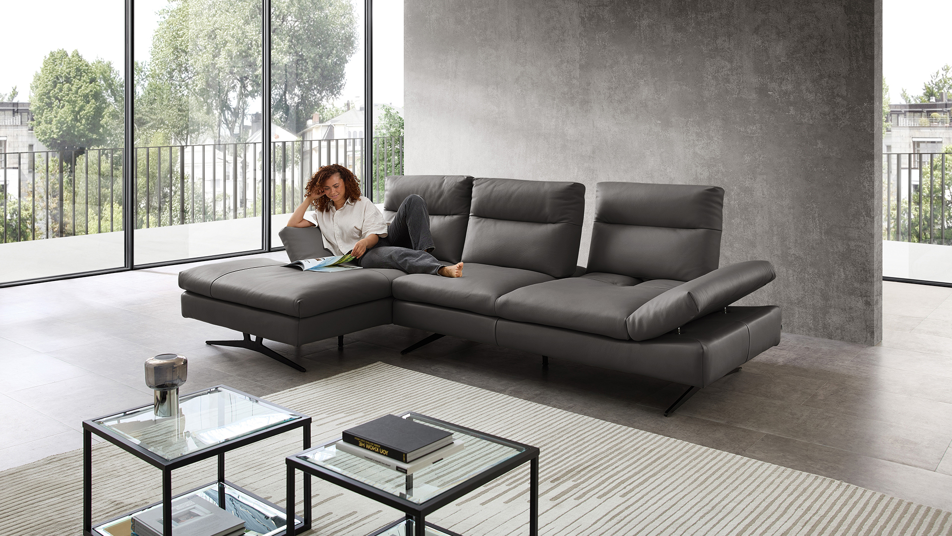 Cuoio Ecksofa Letizia mit manueller Sitztiefenverstellung in Leder Cuoio Ecksofa Letizia mit manueller Sitztiefenverstellung in Leder-05971024WW