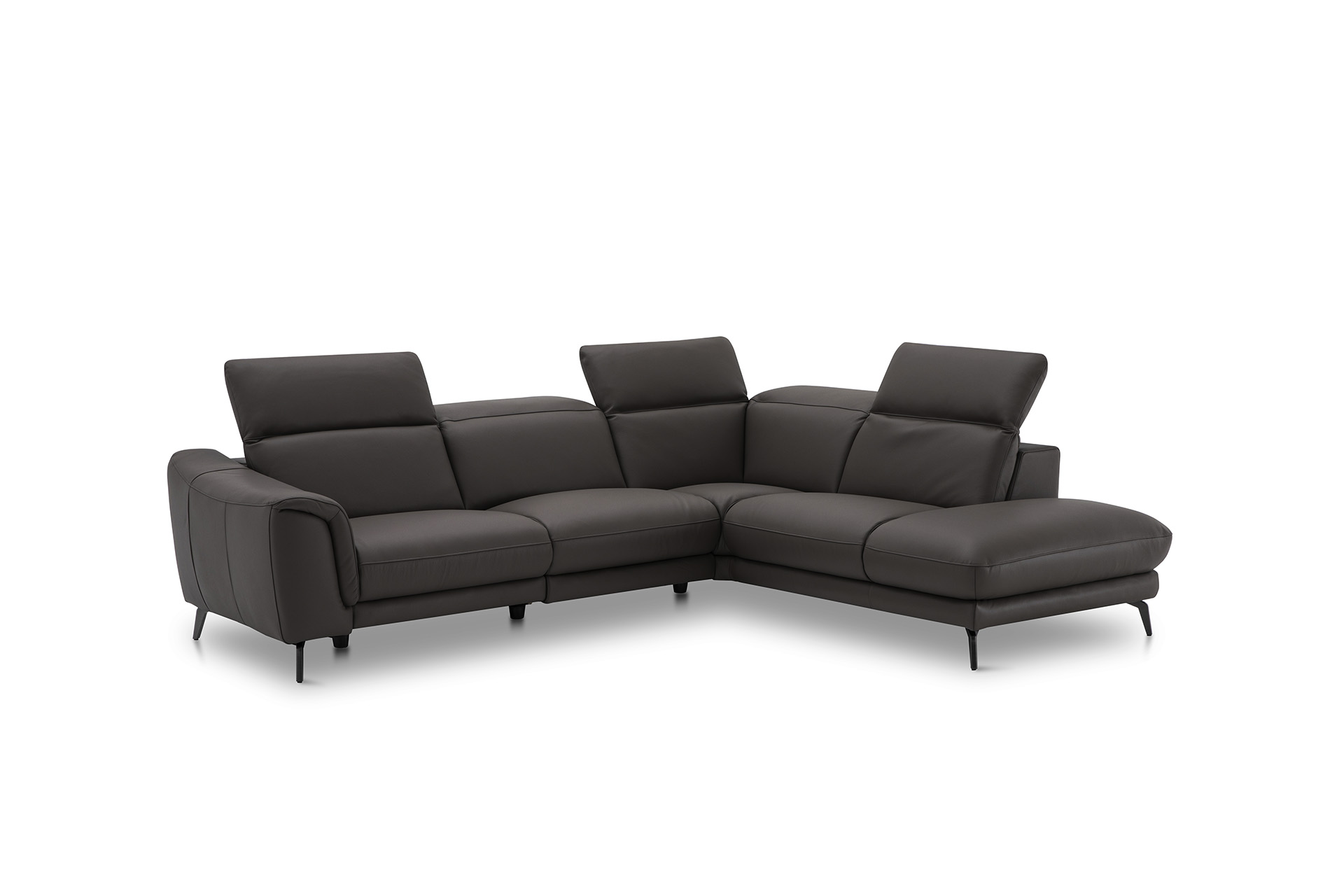 Leder Ecksofa inkl. manueller Kopfteilverstellung