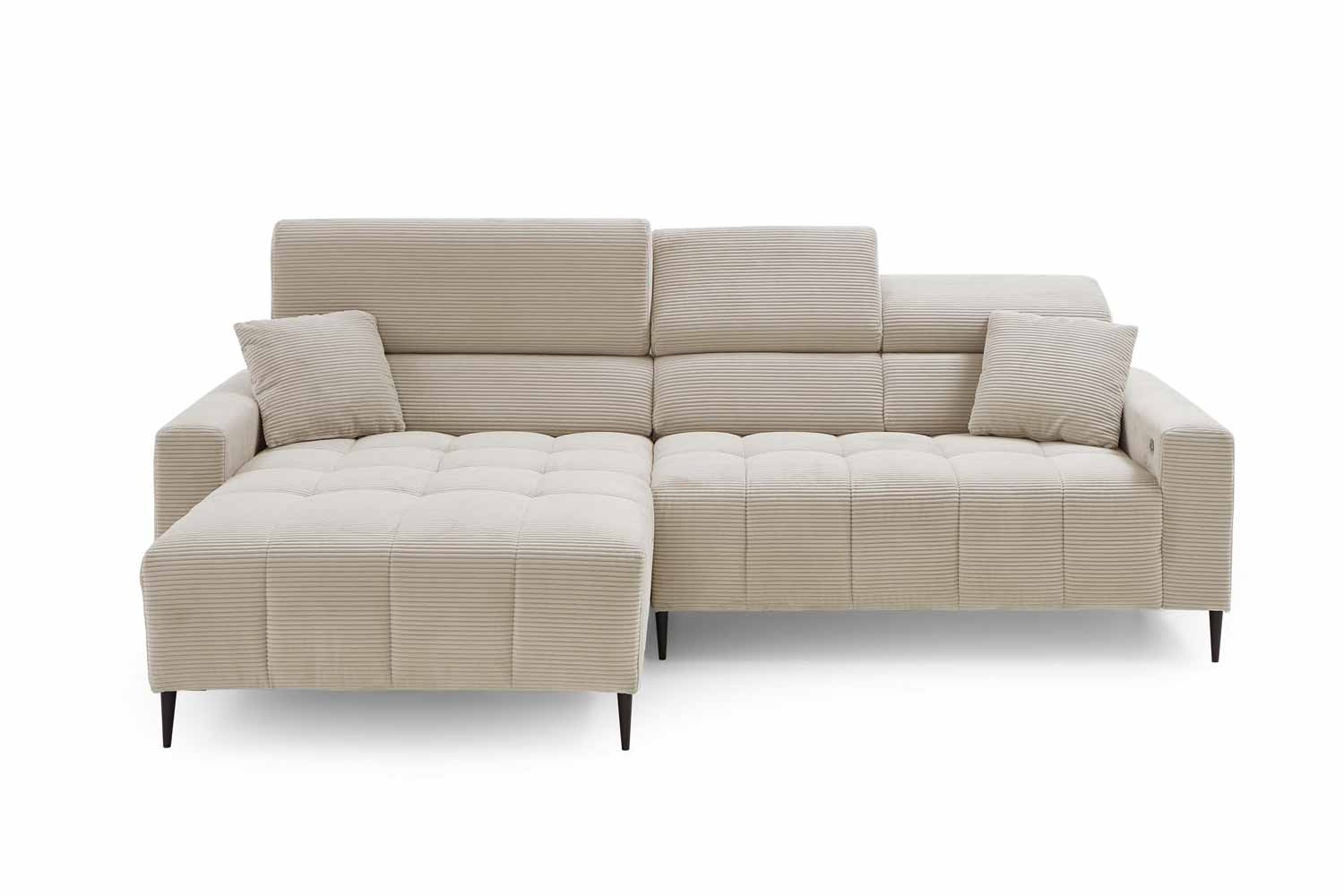 Ecksofa inkl. motorischem Sitzvorzug in Trendstoff Cord