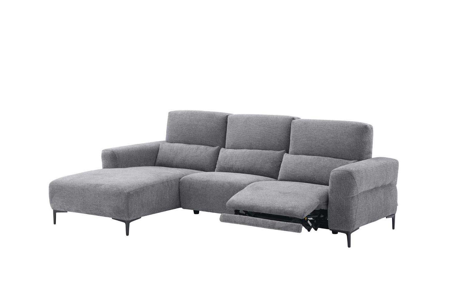 Ecksofa inkl. motorischer Funktion im trendigen Retro Stoff 