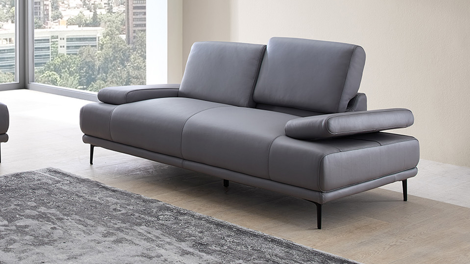 Couchgarnitur inkl. manuellen Funktionen in Leder Couchgarnitur inkl. manuellen Funktionen in Leder-02970271-WW