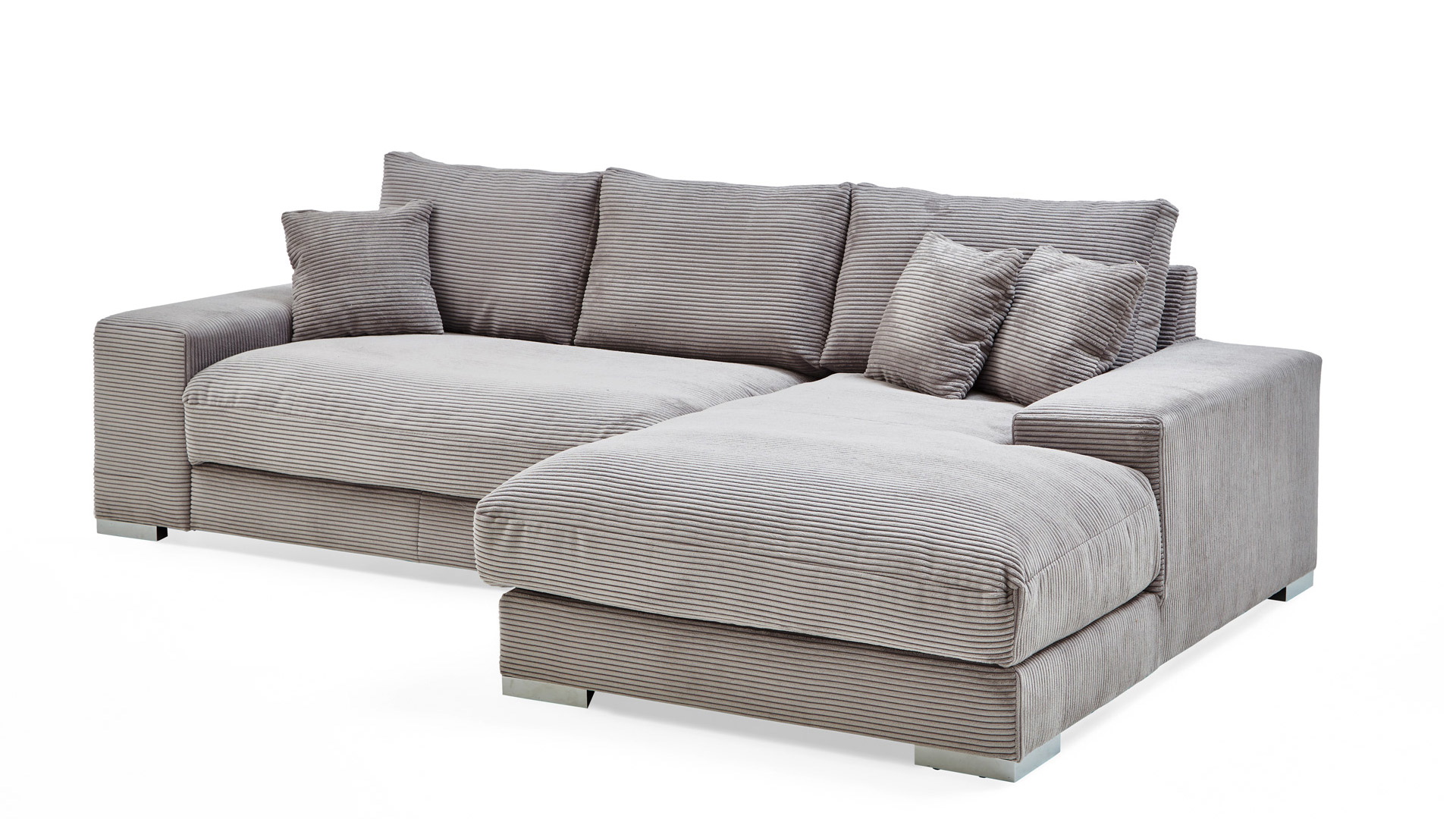 Ecksofa Soft mit losen Rückenkissen in Trendstoff Cord Ecksofa Soft mit losen Rückenkissen in Trendstoff Cord