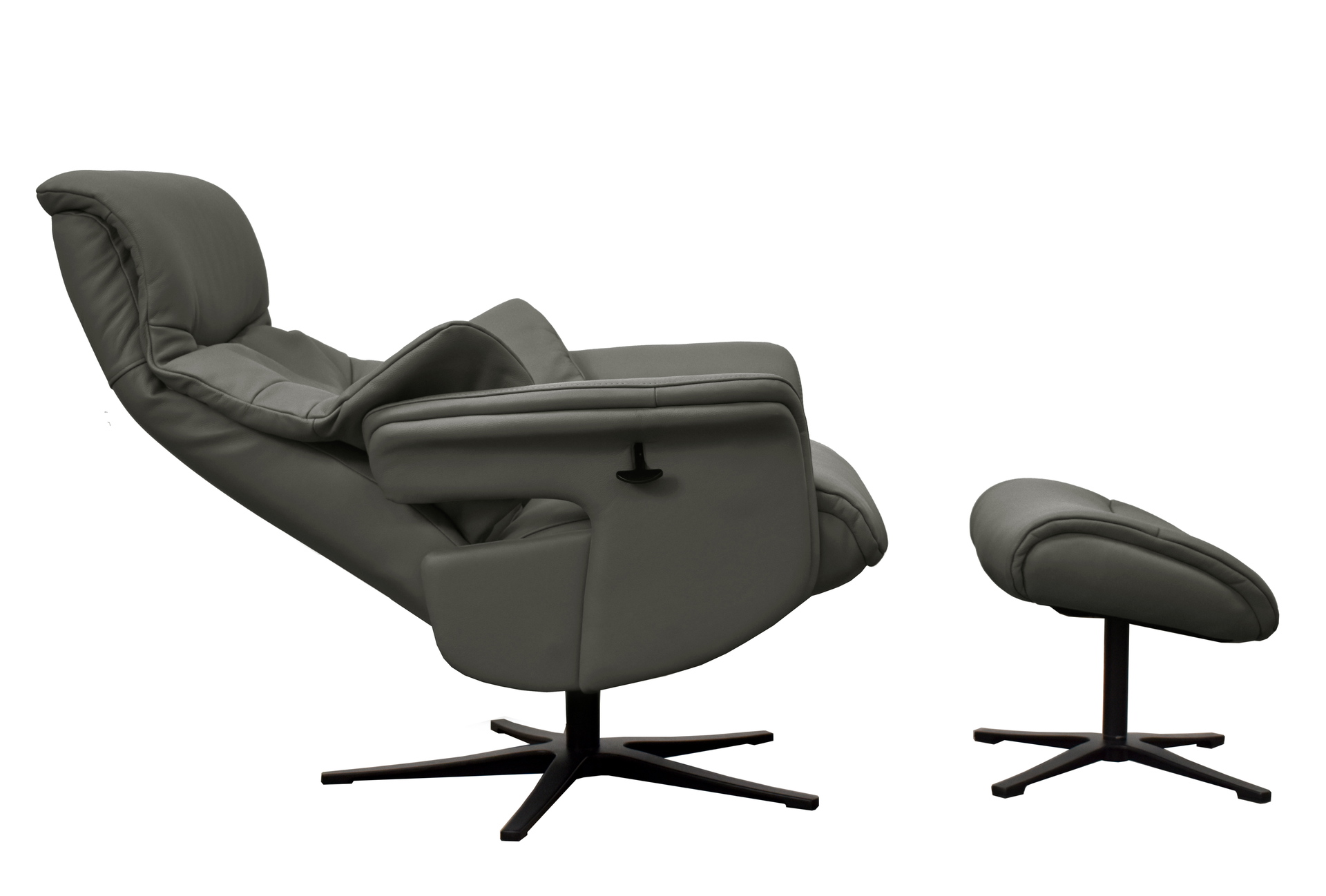 Relaxsessel Agent Grey mit manueller Funktion und Sitzhöhenverstellung in Leder-Lederlook