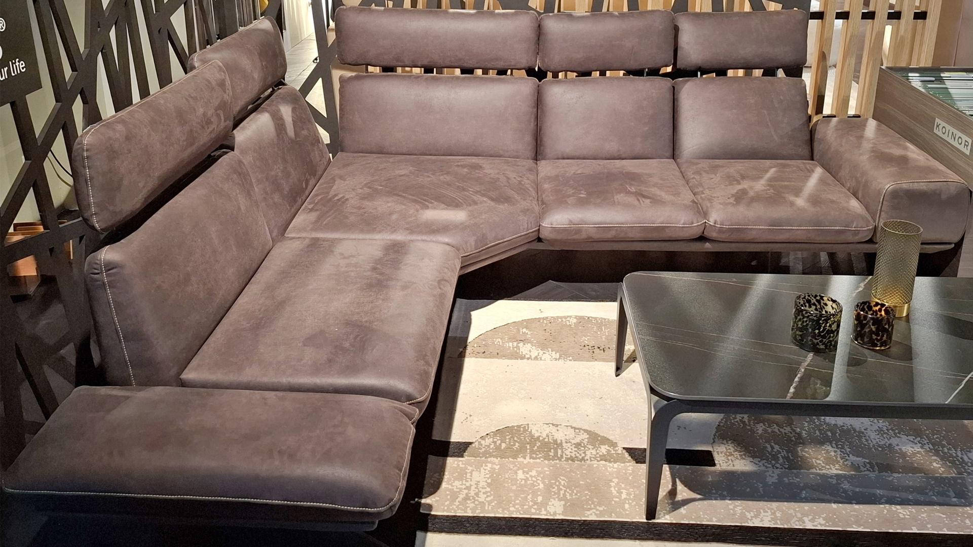 Koinor Ecksofa mit Kopfteilverstellung in Mikrofaser-0160035005-36WW-A