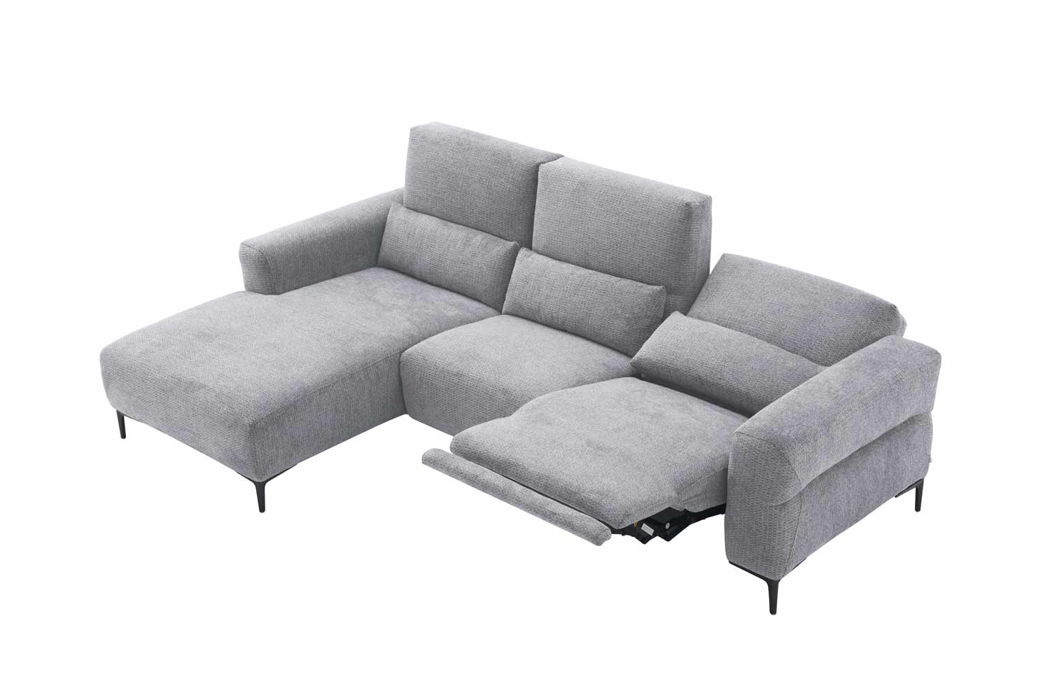 Ecksofa inkl. motorischer Funktion im trendigen Retro Stoff Ecksofa inkl. motorischer Funktion im trendigen Retro Stoff