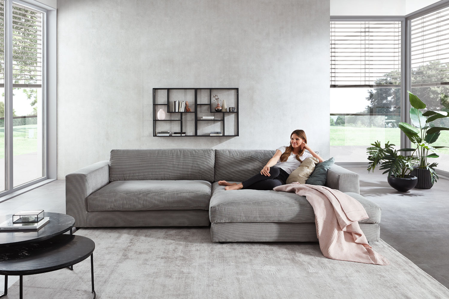Cosyhome Living Ecksofa Cord Stoff Vintage Grau rechts Cosyhome Living Ecksofa Cord Stoff Vintage Grau rechts