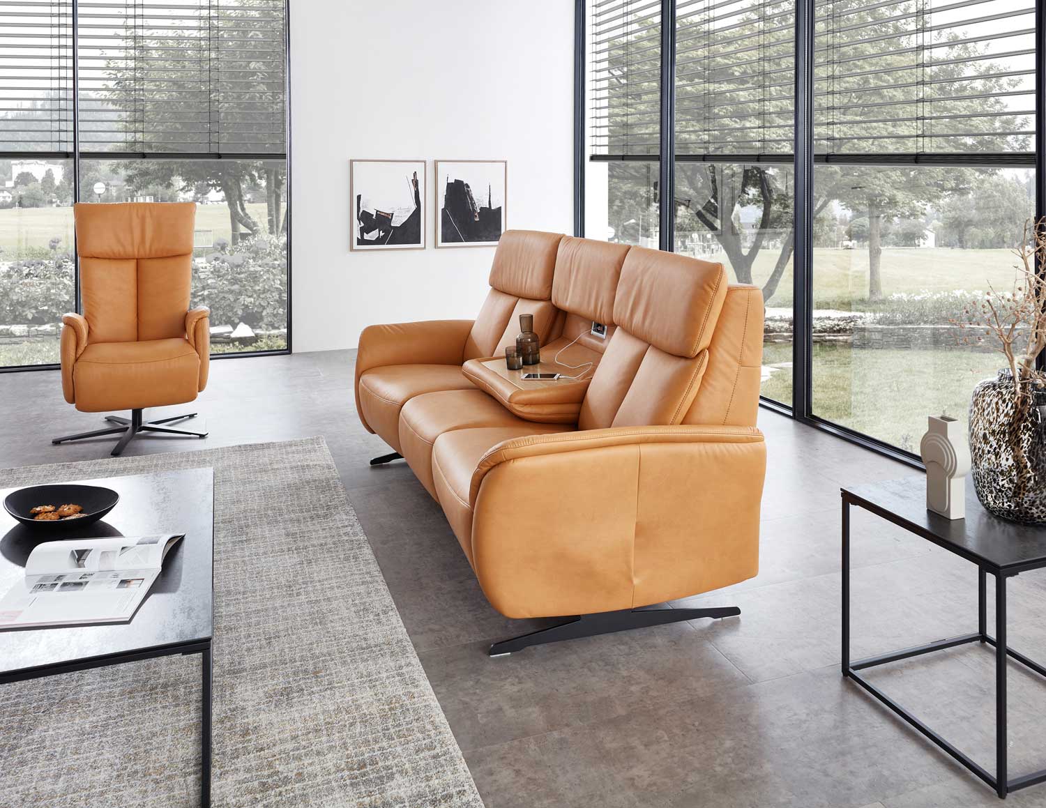 Stoff Rundsofa mit optionalen Funktionen