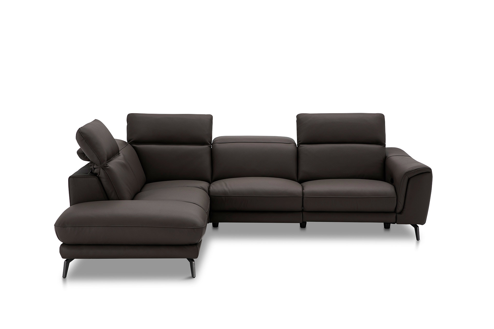 Leder Ecksofa inkl. manueller Kopfteilverstellung