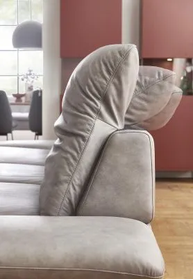Ecksofa Lavina mit Funktion in Leder Eisgrau rechts