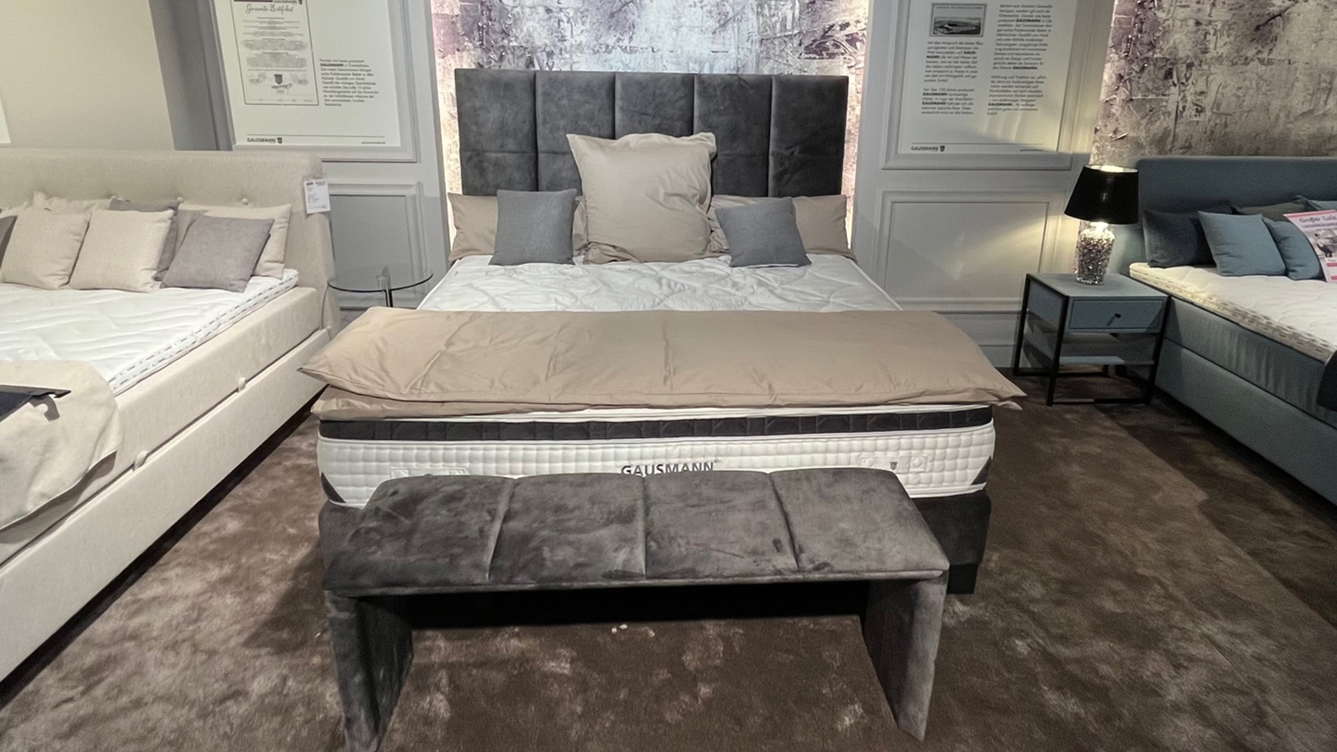Gausmann Boxspringbett inkl. Wendematratze und Bank in Stoff-0326800105-36WW-A