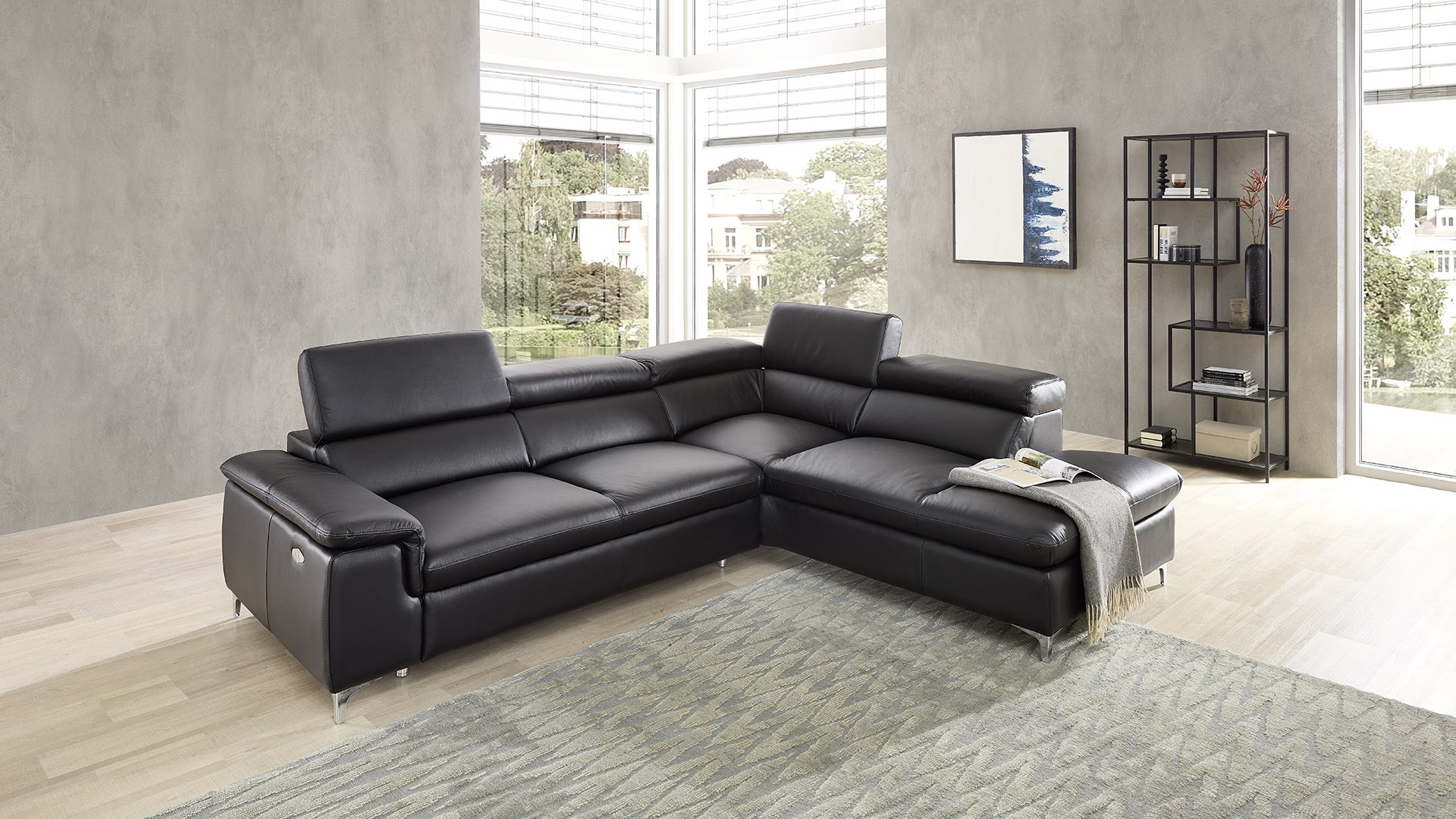Echt Leder Ecksofa Bastia inkl. Vorziehsitz rechts Echt Leder Ecksofa Bastia inkl. Vorziehsitz rechts